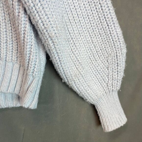 H&M Chunky Knit Sweater Women’s Size S Light Blue Long Sleeve Ribbed Pullover - Picture 4 of 9